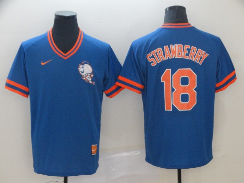 Men’s New York Mets Darryl Strawberry #18 Blue Stitched Jersey