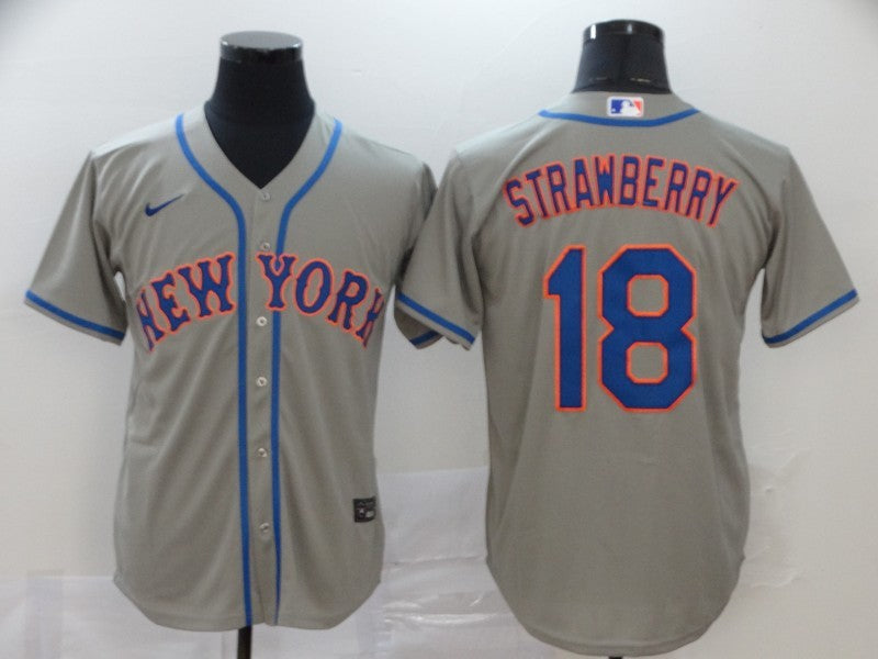Men’s New York Mets Darryl Strawberry #18 Gray Baseball Jersey