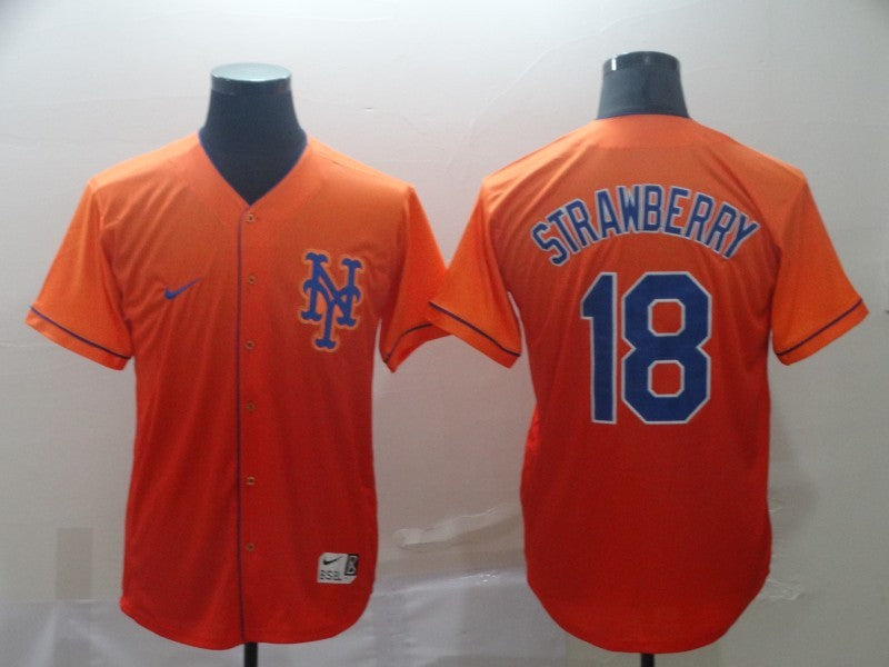 Men’s New York Mets Darryl Strawberry #18 Orange Baseball Jersey