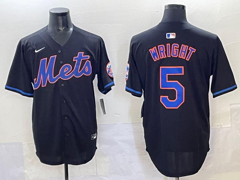 Men’s New York Mets David Wright #5 Black Jersey