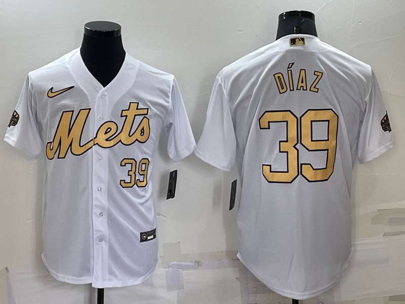 Men’s New York Mets Edwin Diaz #39 White Stitched Jersey