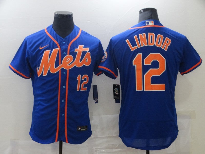 Men’s New York Mets Francisco Lindor #12 Blue Jersey
