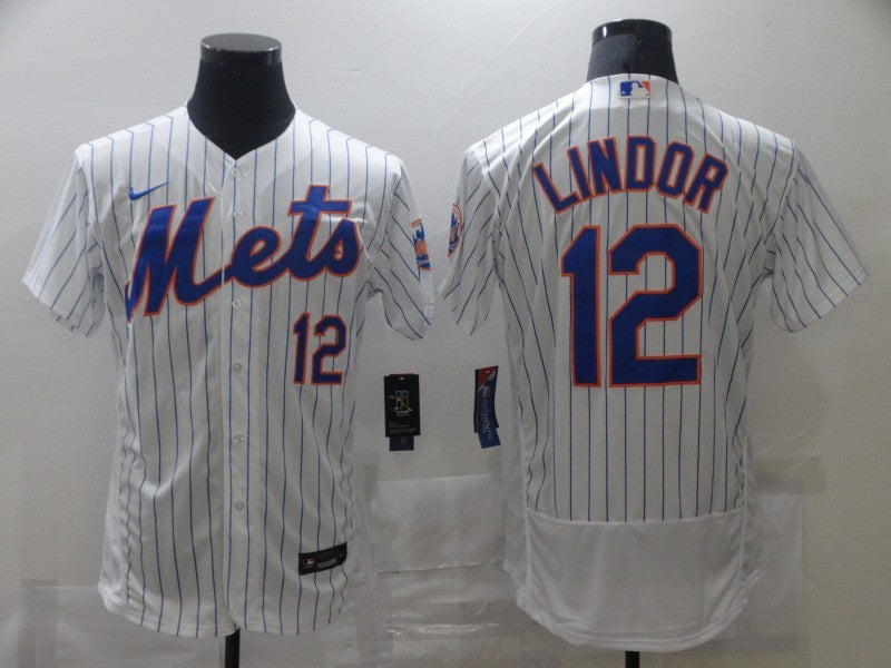 Men’s New York Mets Francisco Lindor #12 White Jersey
