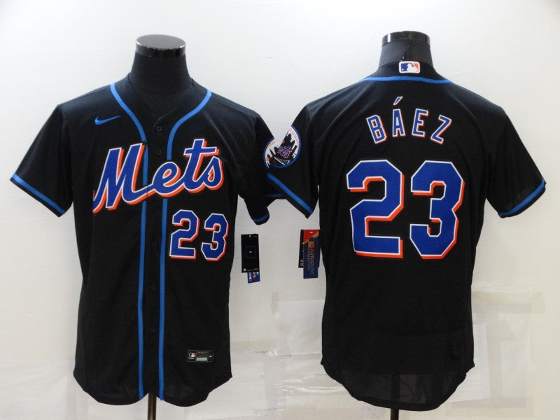 Men’s New York Mets Javier Baez #23 Black Baseball Jersey