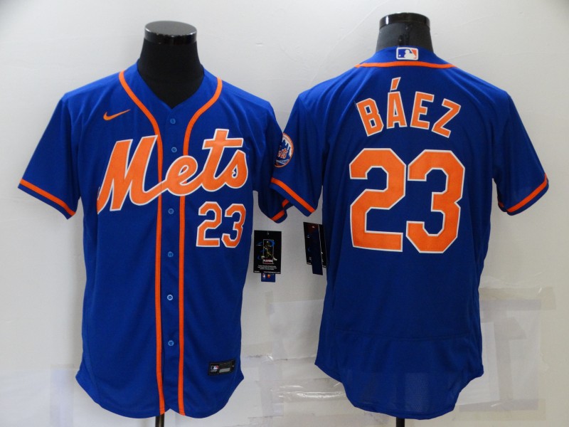 Men’s New York Mets Javier Baez #23 Blue Jersey