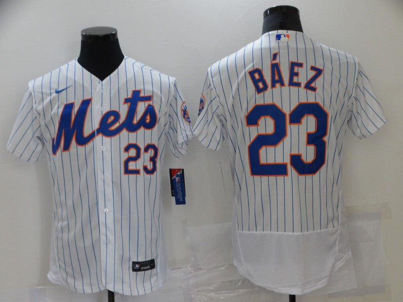 Men’s New York Mets Javier Baez #23 White Jersey