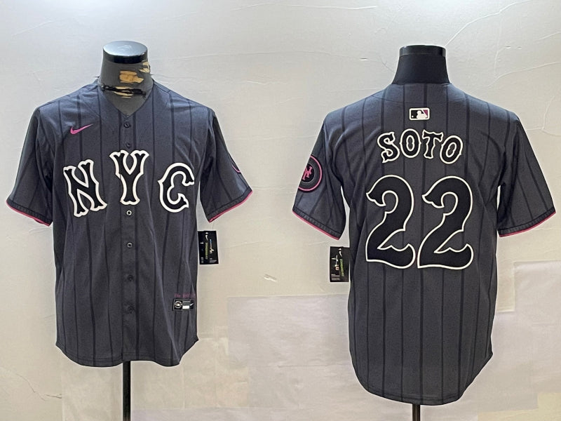 Men’s New York Mets Juan Soto #22 Graphite 2024 City Connect Limited Jersey
