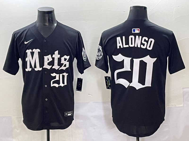 Men’s New York Mets Pete Alonso #20 Black Jersey