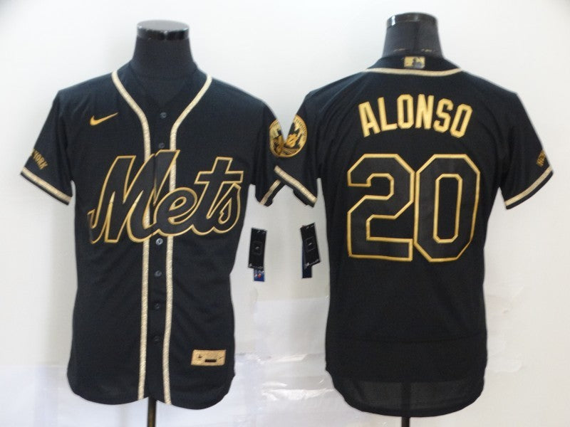 Men’s New York Mets Pete Alonso #20 Black Stitched Jersey