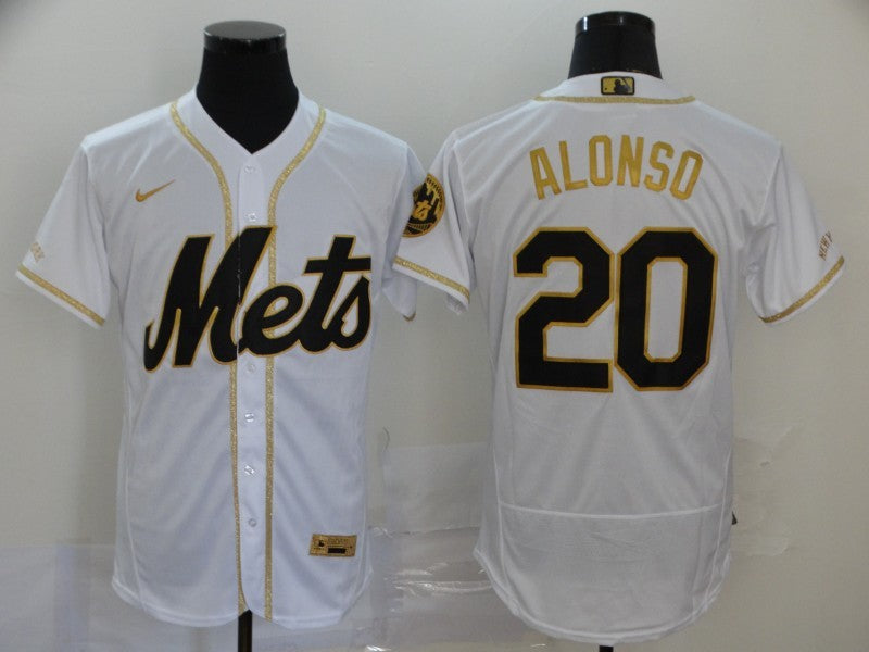 Men’s New York Mets Pete Alonso #20 White Authentic Jersey