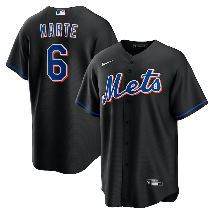 Men’s New York Mets Starling Marte #6 Black Alternate Jersey
