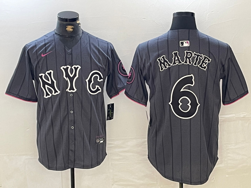 Men’s New York Mets Starling Marte #6 Graphite 2024 City Connect Limited Jersey