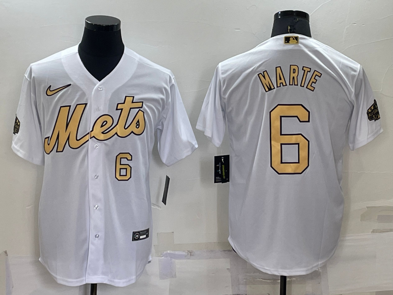 Men’s New York Mets Starling Marte #6 White Jersey