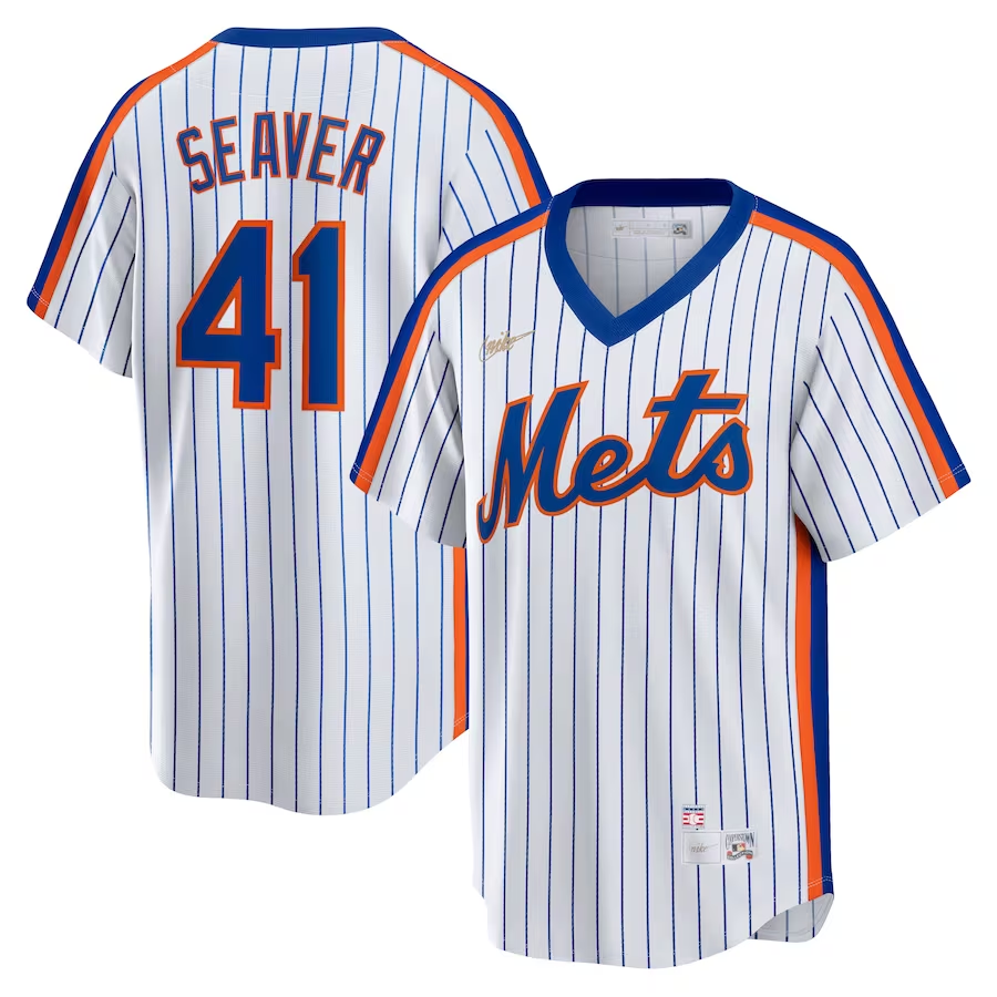 Men’s New York Mets Tom Seaver #41 White Home Cooperstown Collection Jersey