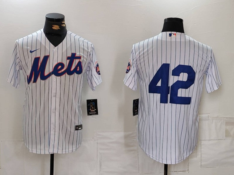 Men’s New York Mets White 2024 Jackie Robinson Day Home Limited Jersey