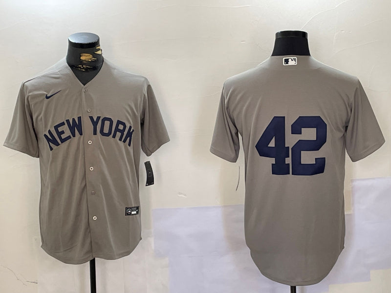 Men’s New York Yankees #42 Gray Road 2024 Jackie Robinson Day Elite Jersey