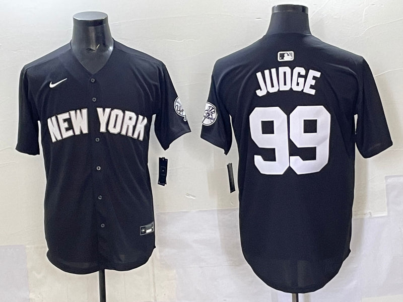 Men’s New York Yankees Aaron Judge #99 Black Lights Out Jersey