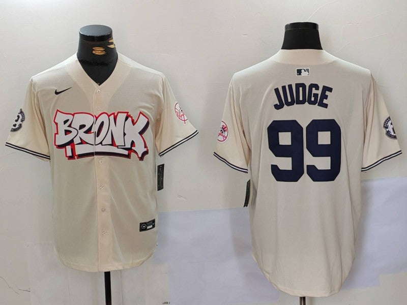 Men’s New York Yankees Aaron Judge #99 Cream Limited Jersey