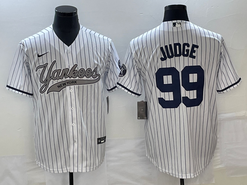 Men’s New York Yankees Aaron Judge #99 White Jersey Joint Edition