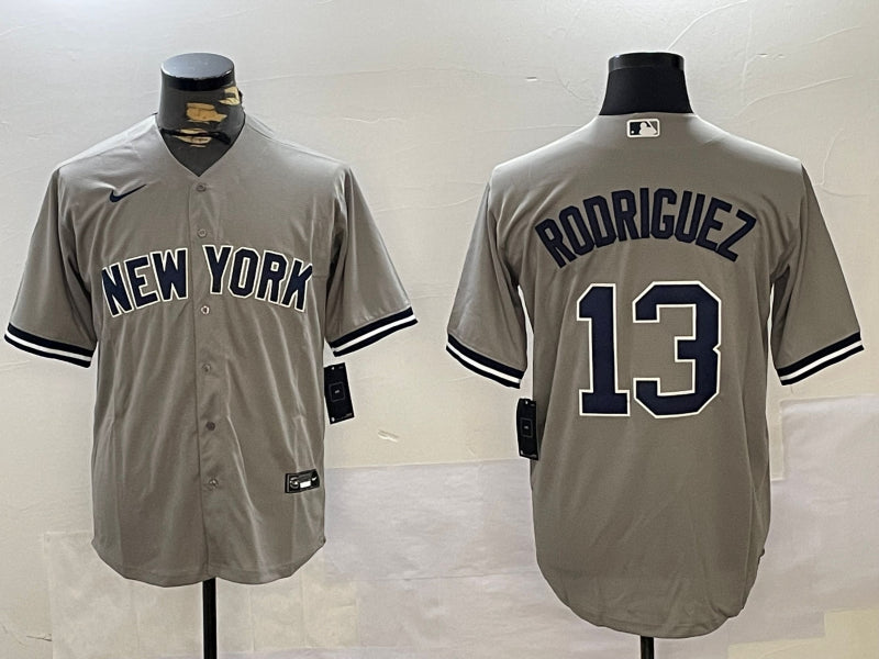 Men’s New York Yankees Alex Rodriguez #13 Gray Jersey