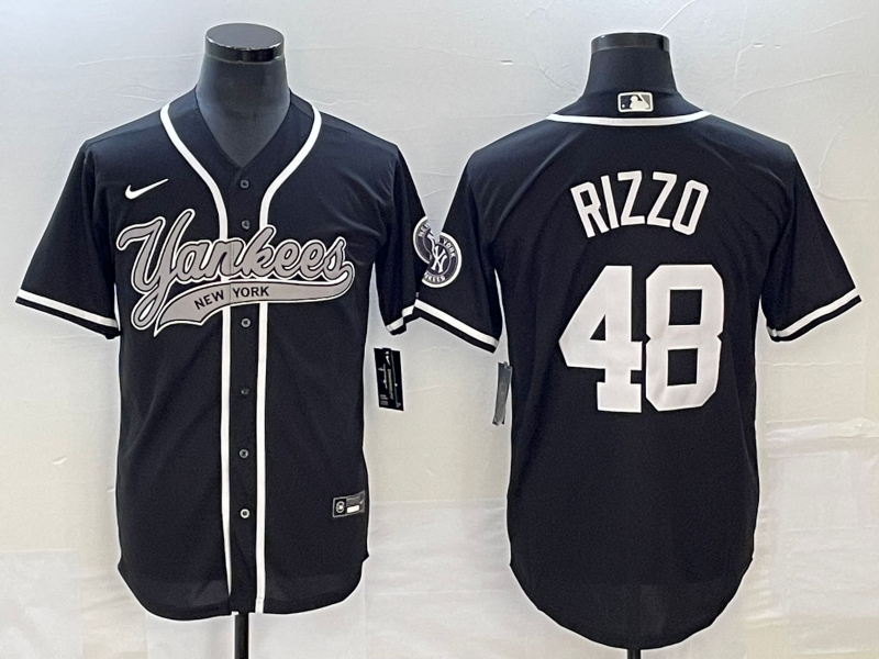 Men’s New York Yankees Anthony Rizzo #48 Black Jersey Joint Edition