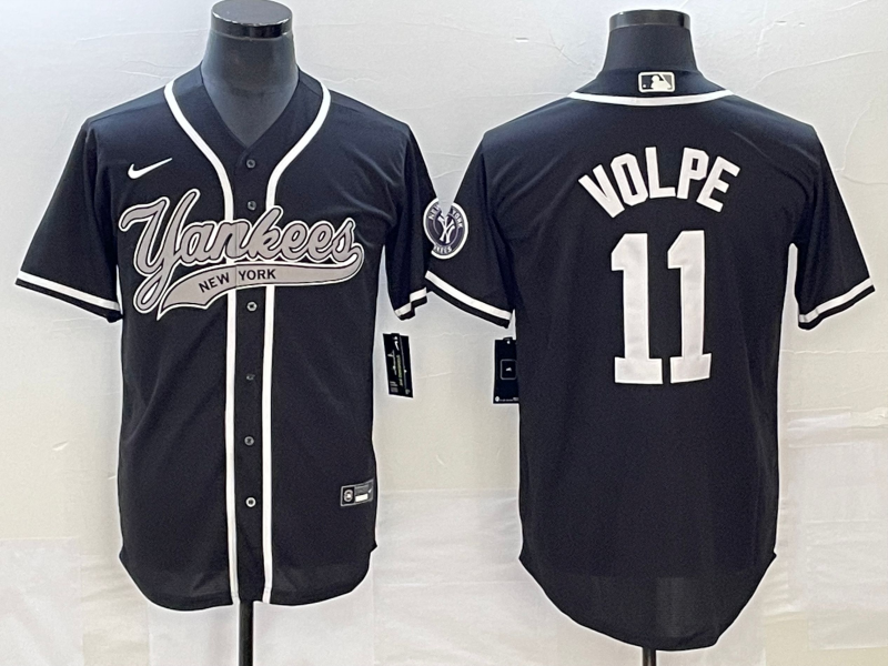 Men’s New York Yankees Anthony Volpe #11 Black Jersey Joint Edition