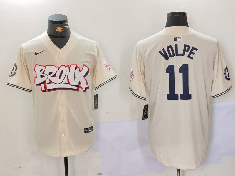 Men’s New York Yankees Anthony Volpe #11 Cream Limited Jersey
