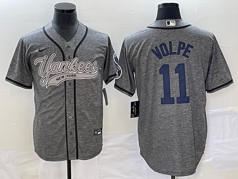 Men’s New York Yankees Anthony Volpe #11 Gray Jersey Joint Edition