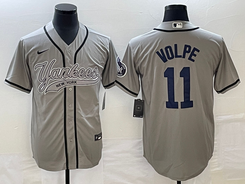 Men’s New York Yankees Anthony Volpe #11 Gray Jersey Joint Edition