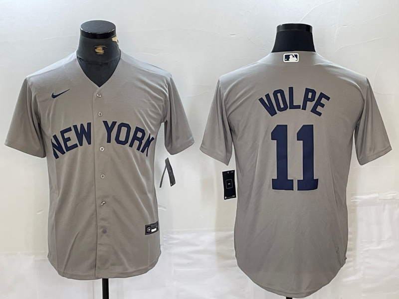 Men’s New York Yankees Anthony Volpe #11 Gray Limited Jersey