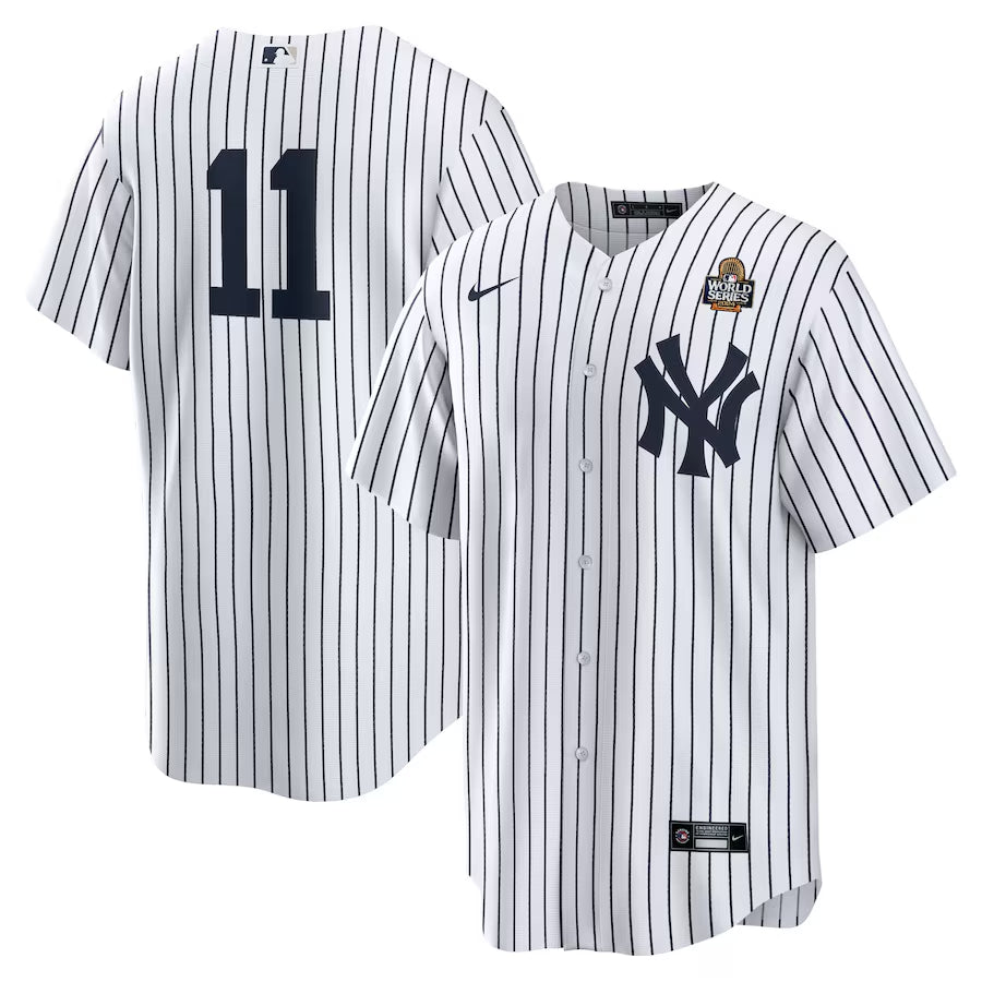 Men’s New York Yankees Anthony Volpe #11 White 2024 World Series Home Jersey