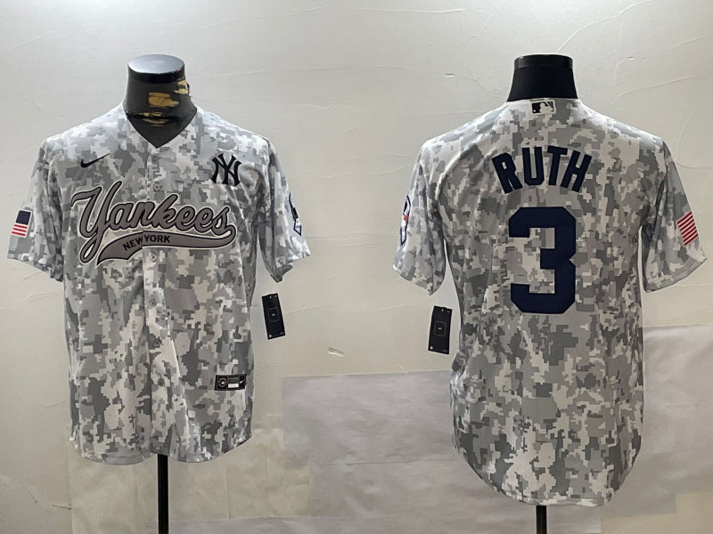 Men’s New York Yankees Babe Ruth #3 Arctic Camo 2024 Salute to Service Limited Jersey