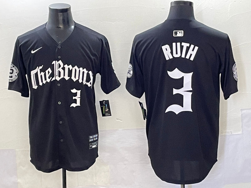 Men’s New York Yankees Babe Ruth #3 Black Alternate Limited Jersey