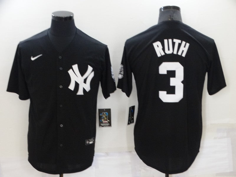 Men’s New York Yankees Babe Ruth #3 Black Baseball Jersey