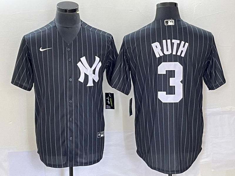Men’s New York Yankees Babe Ruth #3 Black Jersey