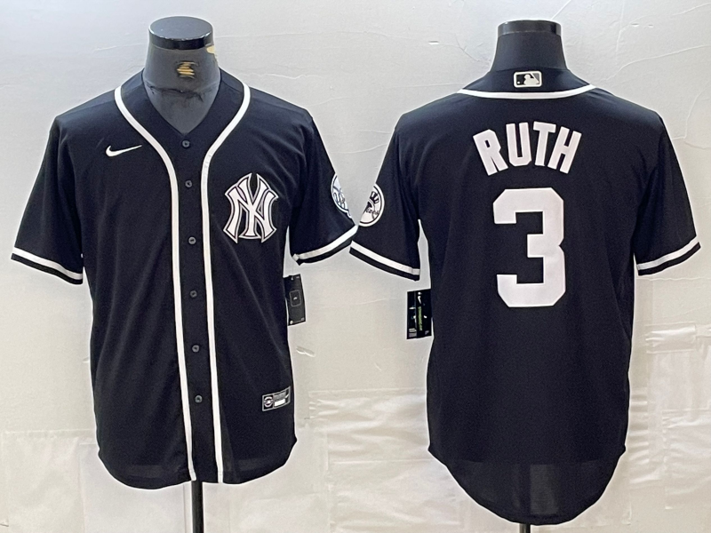 Men’s New York Yankees Babe Ruth #3 Black Limited Jersey