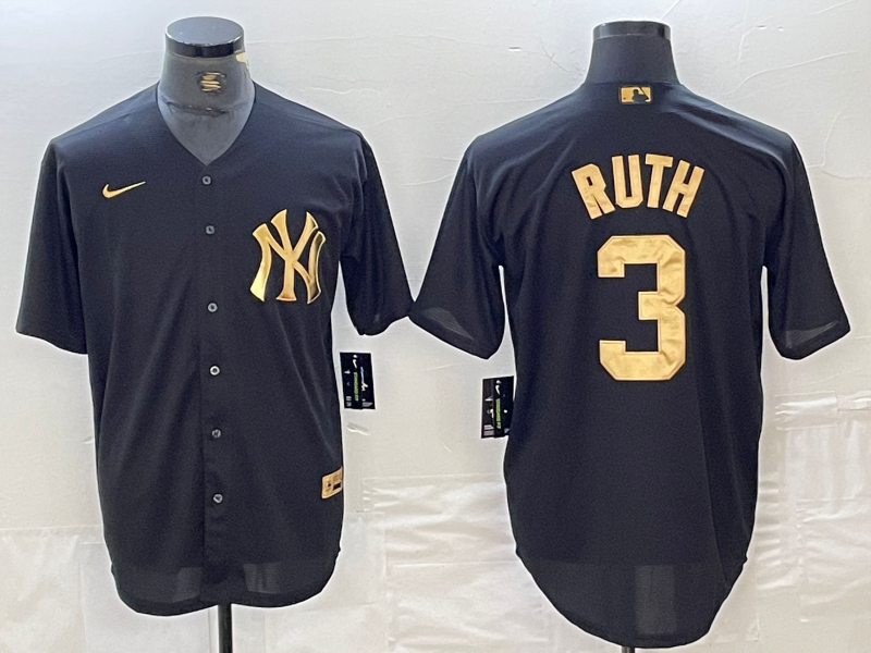 Men’s New York Yankees Babe Ruth #3 Black Limited Jersey