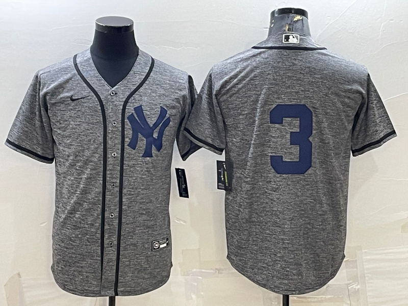 Men’s New York Yankees Babe Ruth #3 Gray Name Jersey