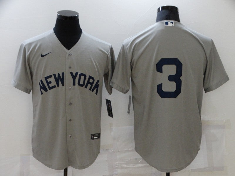Men’s New York Yankees Babe Ruth #3 Gray Name Jersey