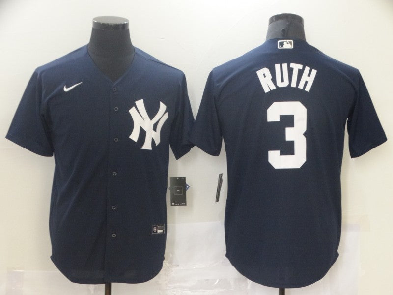 Men’s New York Yankees Babe Ruth #3 Navy Baseball Jersey