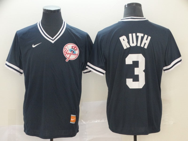 Men’s New York Yankees Babe Ruth #3 Navy Jersey