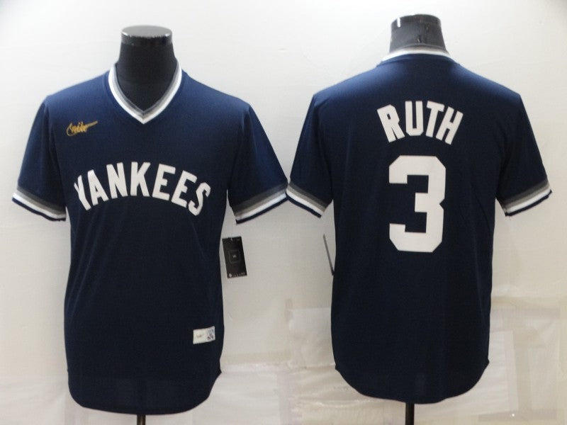 Men’s New York Yankees Babe Ruth #3 Navy Stitched Jersey