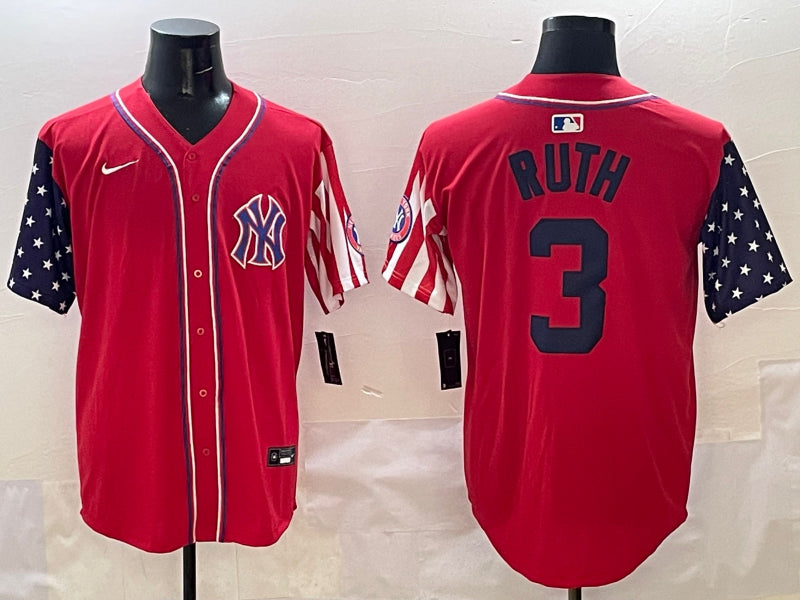 Men’s New York Yankees Babe Ruth #3 Red Limited Jersey