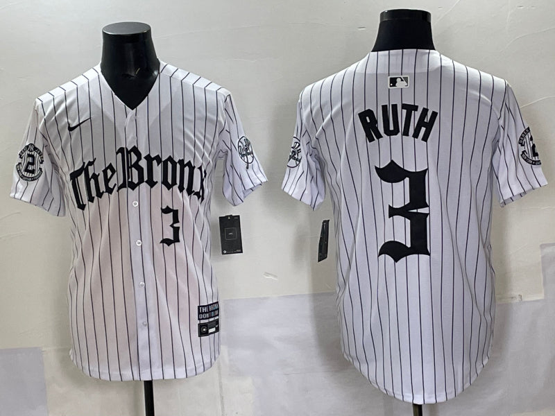 Men’s New York Yankees Babe Ruth #3 White Alternate Jersey