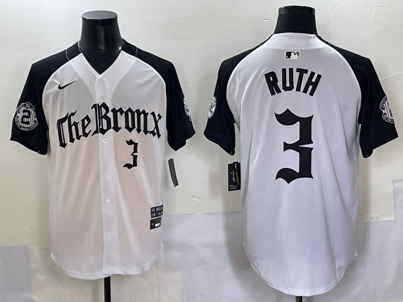 Men’s New York Yankees Babe Ruth #3 White Alternate Jersey
