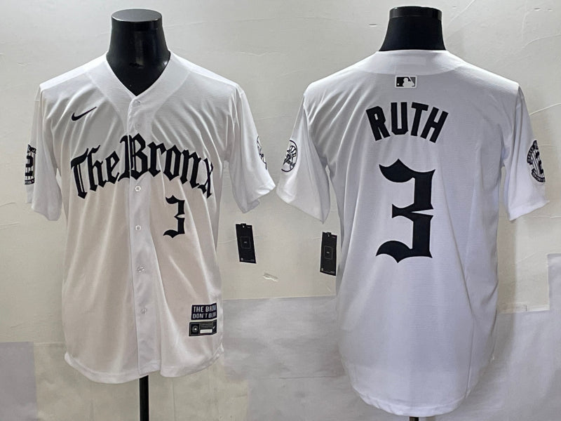 Men’s New York Yankees Babe Ruth #3 White Alternate Limited Jersey