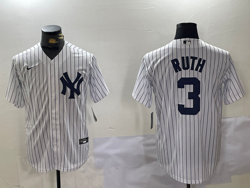 Men’s New York Yankees Babe Ruth #3 White Jersey