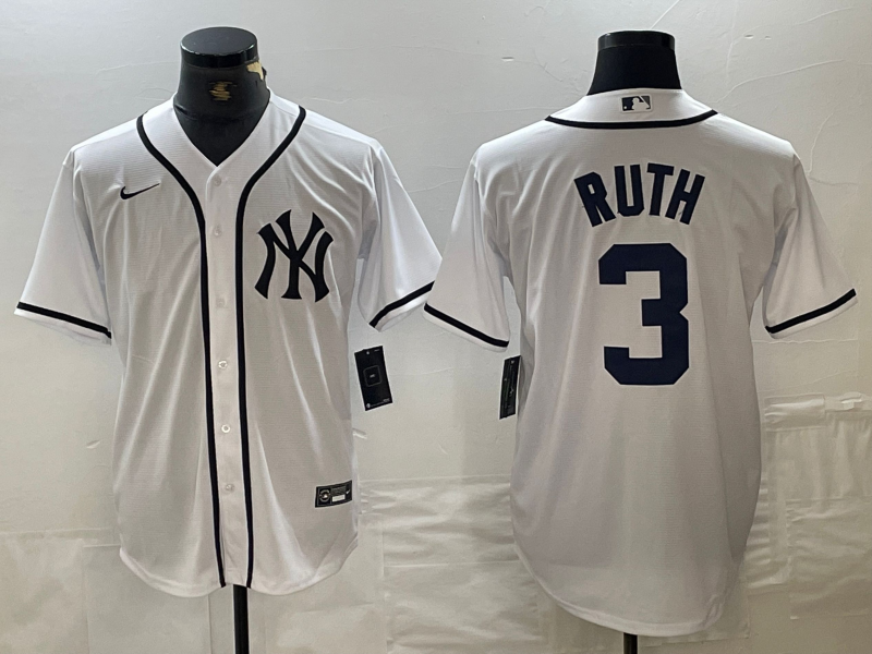 Men’s New York Yankees Babe Ruth #3 White Limited Jersey