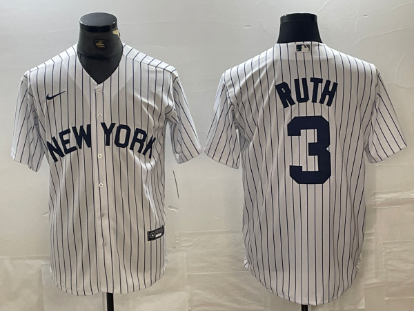 Men’s New York Yankees Babe Ruth #3 White Limited Jersey