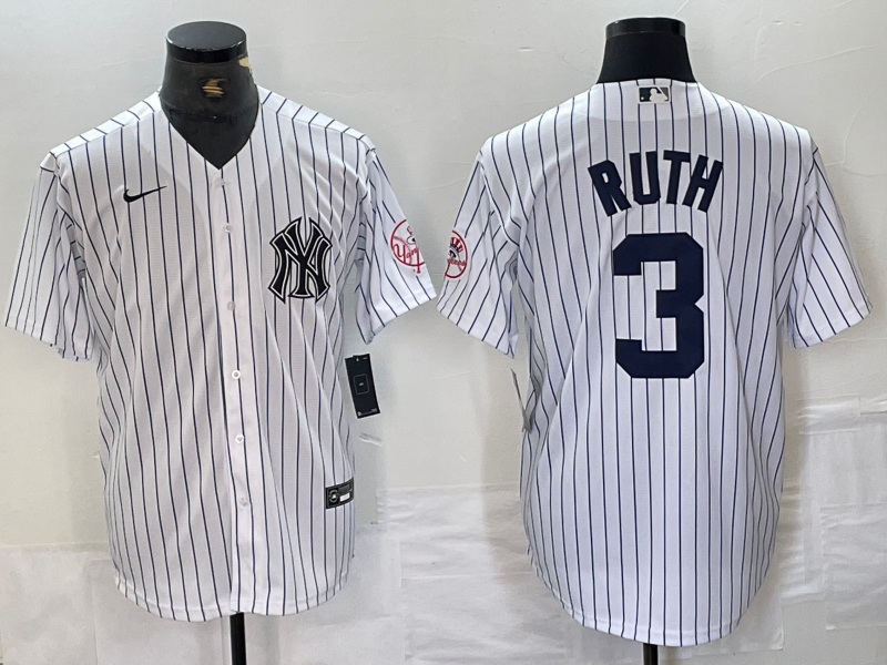 Men’s New York Yankees Babe Ruth #3 White Limited Jersey
